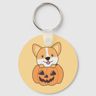 Porte-clés Corgi En Chiens Citrouilles Cutes Happy Halloween 