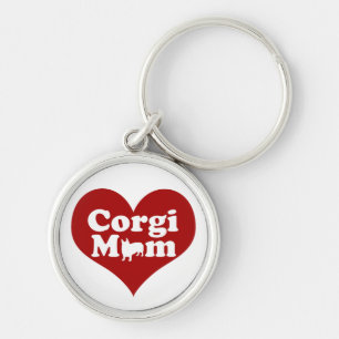 Porte-clés Corgi Maman Mignonne Coeur Rouge