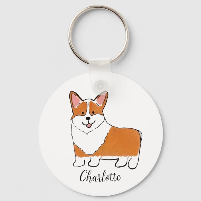 Porte-clés Corgi personnalisé (Recto)