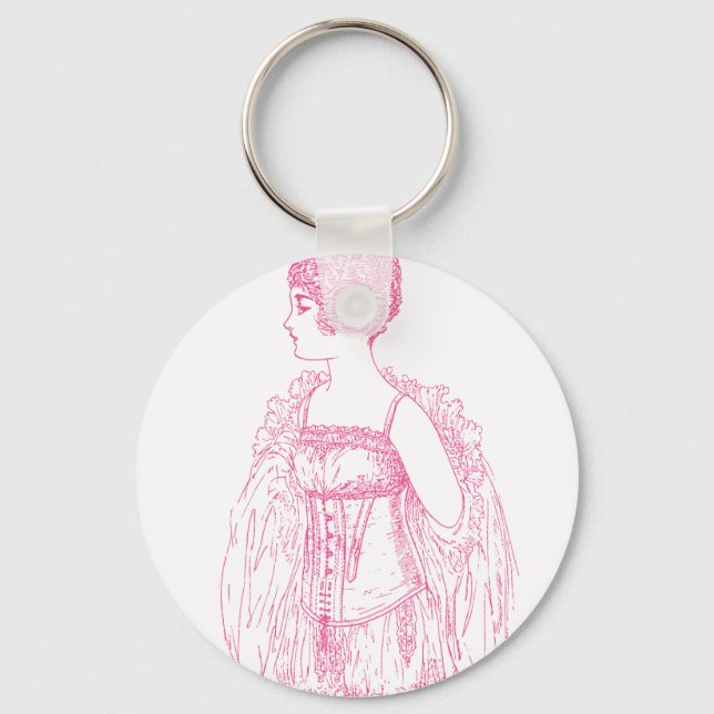 Porte-clés Corset Flapper Vintage Rose (Recto)
