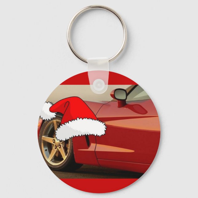 Porte-clés Corvette rouge Noël (Recto)