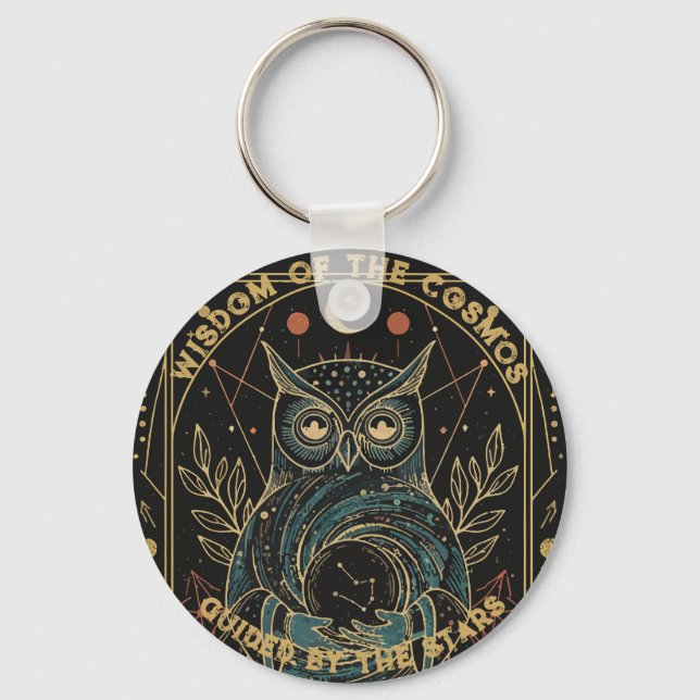 Porte-clés Cosmic Oracle Owl • Mystical Celestial  (Recto)