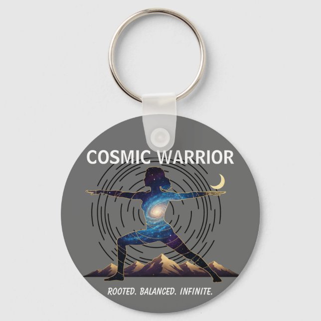 Porte-clés Cosmic Yoga Warrior | Galaxie Body Pose (Recto)