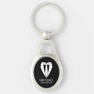 Porte-clés Costume de Mariage noir Groomsmen personnalisé