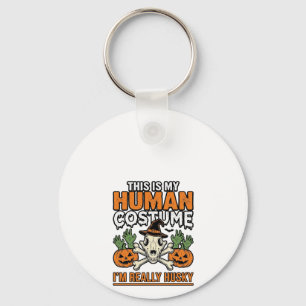 Porte-clés Costume Humain Husky Drôle T-shirt Chien Halloween