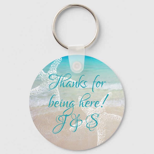 Porte-clés Côté Etoiles De Mer Merci Invités Favoriser (Recto)
