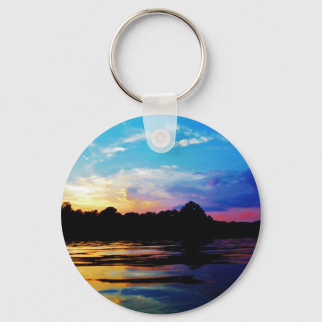 Porte-clés Coucher de soleil arc-en-ciel sur le lac de montag (Recto)