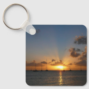 Porte-clés Coucher de soleil avec voiliers Paysage tropical P