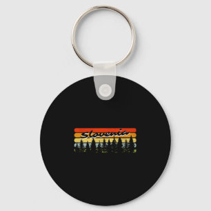 Porte-clés Coucher de soleil en forêt slovène Cabane Souvenir