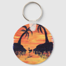 Coucher de soleil Flamant rose