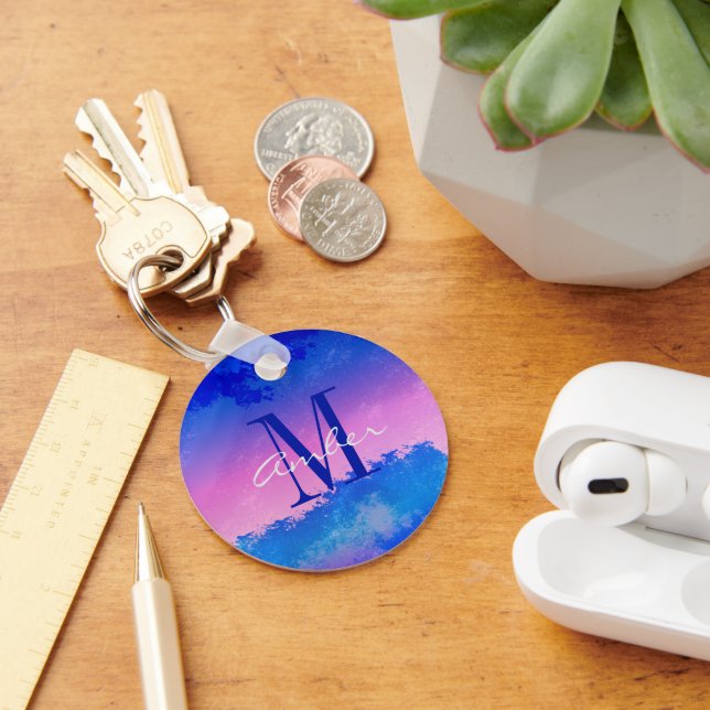 Porte-clés Coucher de soleil rose Abstrait Océan Personnalisé (Bureau)