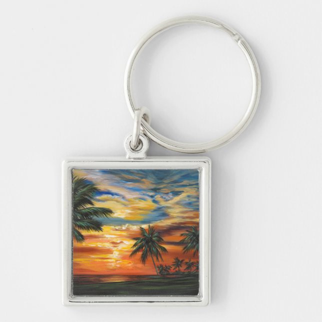 Porte-clés Coucher de soleil tropical étonnant (Devant)