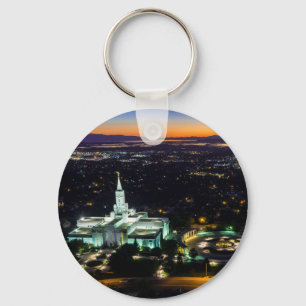 Porte-clés Coucher du soleil abondant de temple mormon de Lds