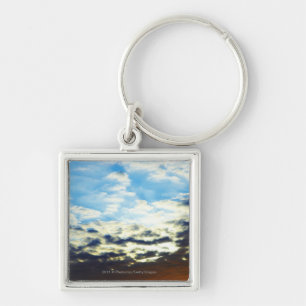Porte-clés Coucher du soleil bleu orange rouge avec des