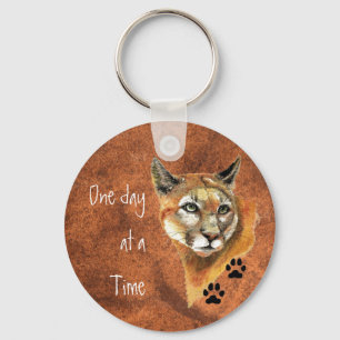 Porte-clés Cougar Puma Mountain Lion "One day at a Time"