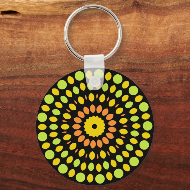 Porte-clés Couleurs agrumes, vert, jaune, orange, (Recto)