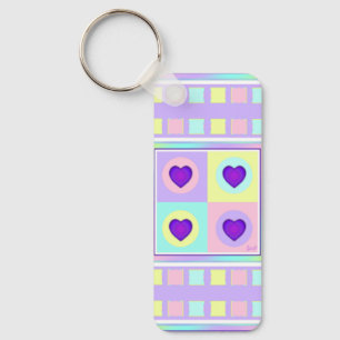 Porte-clés Couleurs pastel & coeurs violets battre