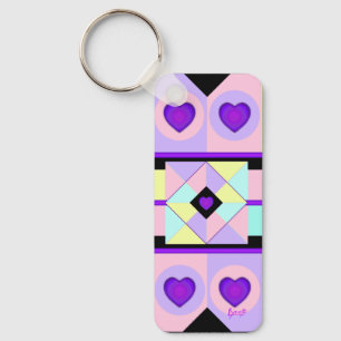 Porte-clés Couleurs pastel & coeurs violets battre