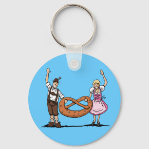 Porte-clés Couple Bavarois Porte - clé rond Pretzel