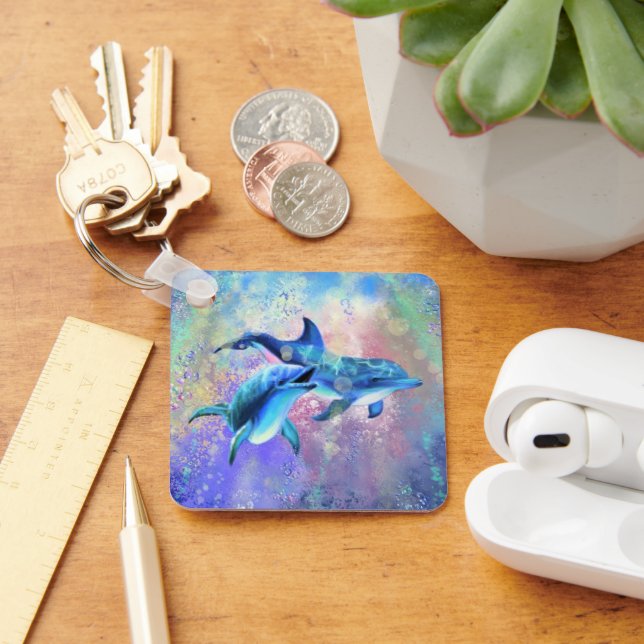 Porte-clés Couple dauphin - Peinture  (Bureau)