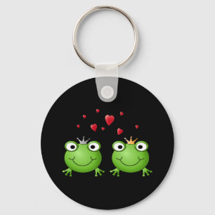 Porte-clés Couple de grenouilles avec les coeurs.