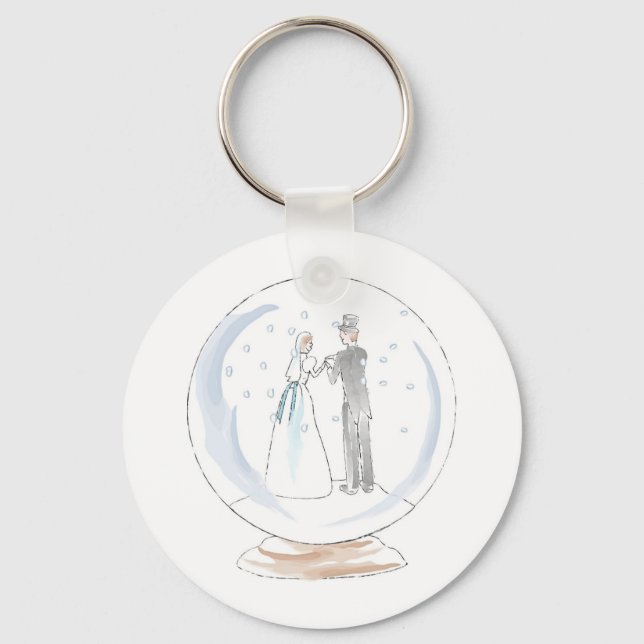 Porte-clés Couple Mariage du Globe des neiges (Recto)