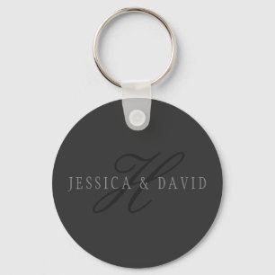 Porte-clés Couples Nom et nom de famille Monogram Dark Grey