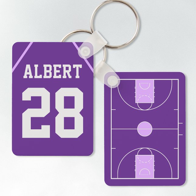 Porte-clés Cour de basket-ball pourpre personnalisée avec le  (Créateur téléchargé)