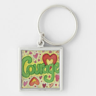 Porte-clés Courage Heart Word Art Porte - clé inspiré