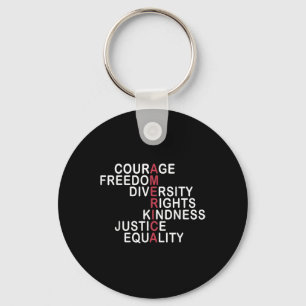 Porte-clés Courage Liberté Diversité Droits Gentillesse Justi