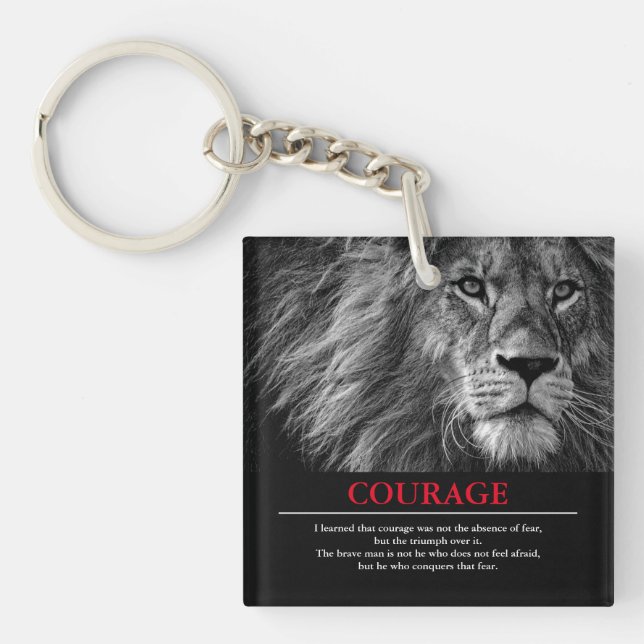 Porte-clés Courage Lion Motivationnel Inspiration (Devant)