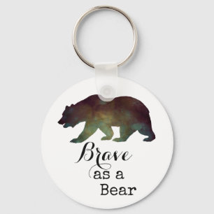 Porte-clés Courageux comme un Ours Typographie Aquarelle