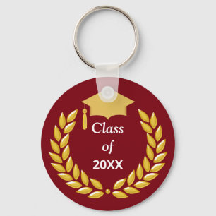 Porte-clés Couronne de laurier doré promotion 20XX sur fond b