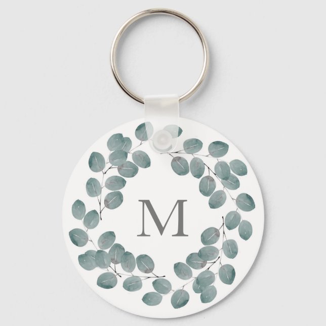 Porte-clés Couronne d'eucalyptus en argent (Recto)