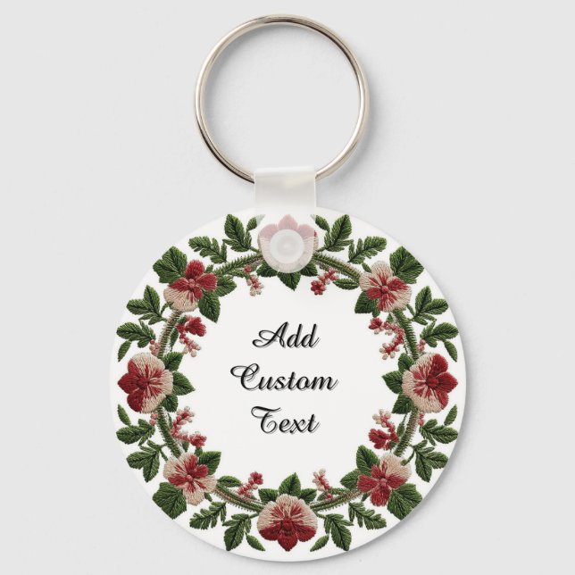 Porte-clés Couronne florale brodée (Recto)