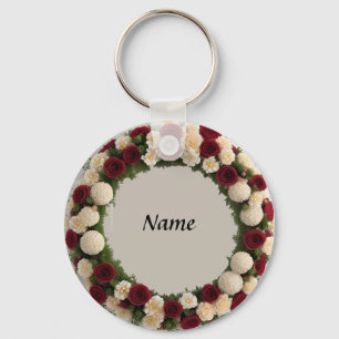 Porte-clés Couronne florale magnifique avec des fleurs coloré