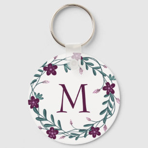 Porte-clés Couronne florale pourpre