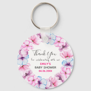 Porte-clés Couronne florale rose Merci Baby Shower