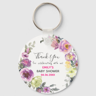 Porte-clés Couronne florale violette Merci Baby Shower