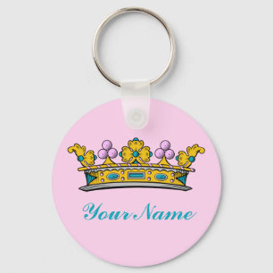 Porte-clés Couronne princière personnalisée en rose