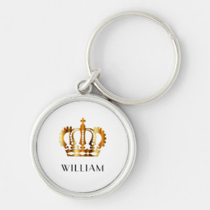 Porte-clés Couronne Royale Or Personnalisée Nom Blanc