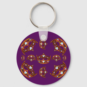 Porte-clés Couronnes d'or de Queen Hearts Tiaras royal violet