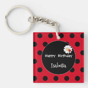 Porte-clés Coute Polka point Ladybug Daisy Flower fête d'anni