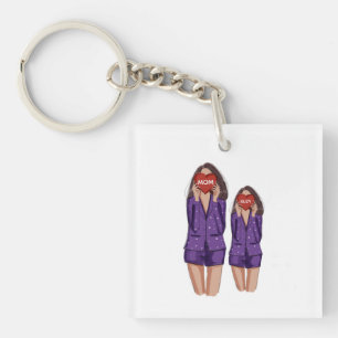 Porte-clés coutume, maman, fille, jour de la mère, cadeau,