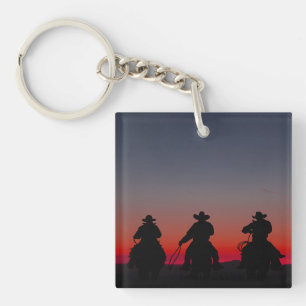 Porte-clés cowboy au coucher du soleil