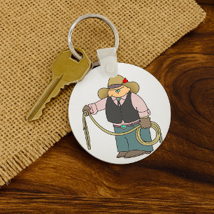 Porte-clés cowboy tenant un lasso