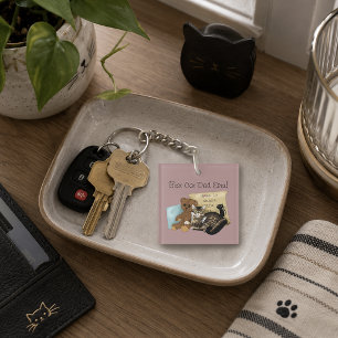 Porte-clés Cozy Tabby Rose Fête des Pères