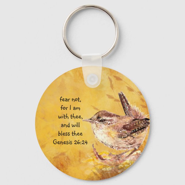 Porte-clés Crainte non encouragée Aquarelle Oiseau (Recto)