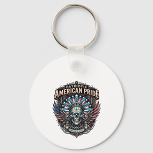 Porte-clés Crâne Cyber Liberté Patriotique Futur Cyberpunk Gr