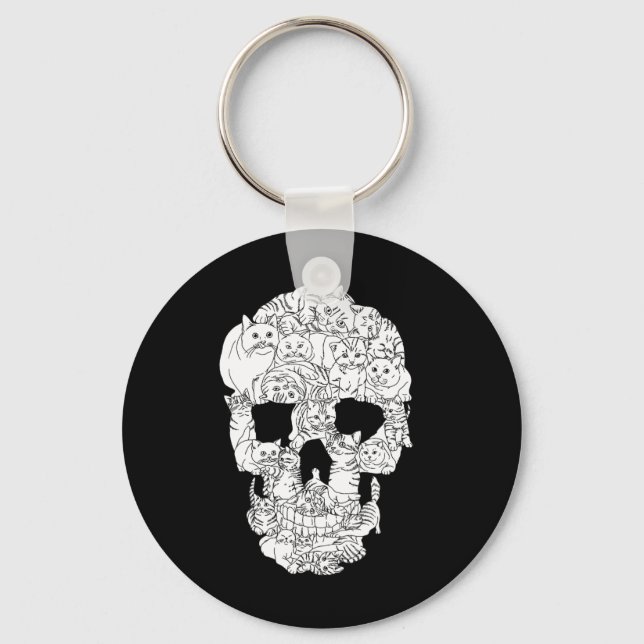 Porte-clés Crâne de chat Kitty Skeleton Halloween Goth Punk E (Recto)